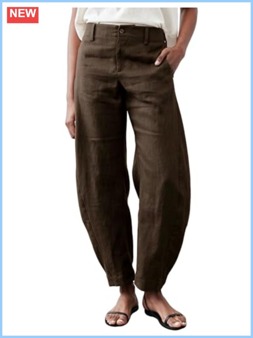 Women's Linen Wide Leg Palazzo Pants Baggy Barrel Trousers